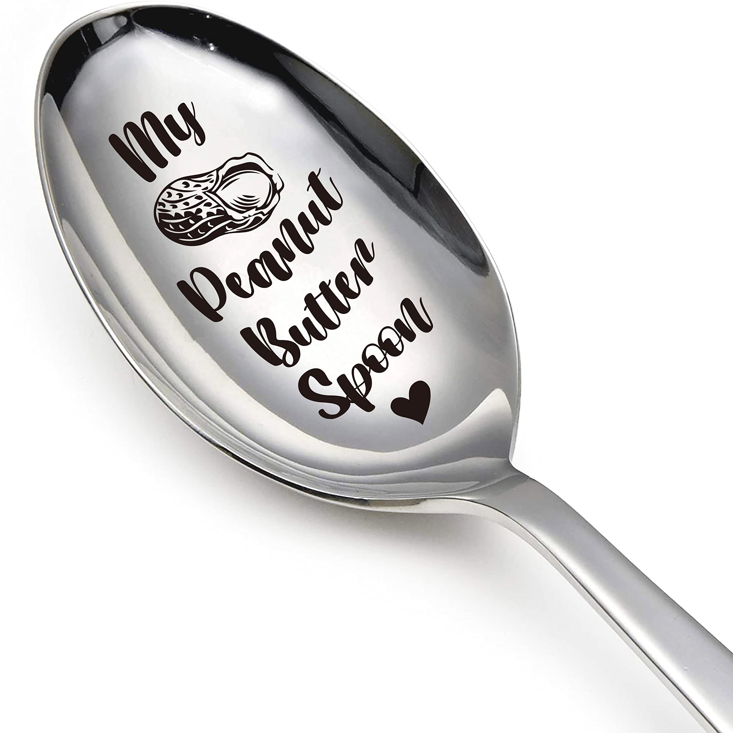 My Peanut Butter Spoon Funny Stainless Steel Engraved Spoon, Long Handle Peanut Butter Spoon, Coffee Tea Spoon, Dessert Ice Cream Spoon, for Peanut Butter Lover Boy Girl Christmas Gift