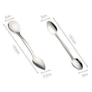 ARFUKA Grapefruit Spoons Serrated Double-Headed Grapefruit Spoons Mud Scraping Spoon Stainless Steel Grapefruit Spoon Utensil Set with Storage Box for Kiwi, Dessert, Apple, Citrus Fruit Pack of 2