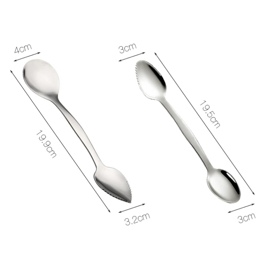 ARFUKA Grapefruit Spoons Serrated Double-Headed Grapefruit Spoons Mud Scraping Spoon Stainless Steel Grapefruit Spoon Utensil Set with Storage Box for Kiwi, Dessert, Apple, Citrus Fruit Pack of 2