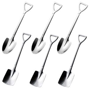 6 pack stainless ice cream spoons, shovel spoons, watermelon spoon reusable small spoon for tea dessert home kitchen party restaurant party supplies (silver)