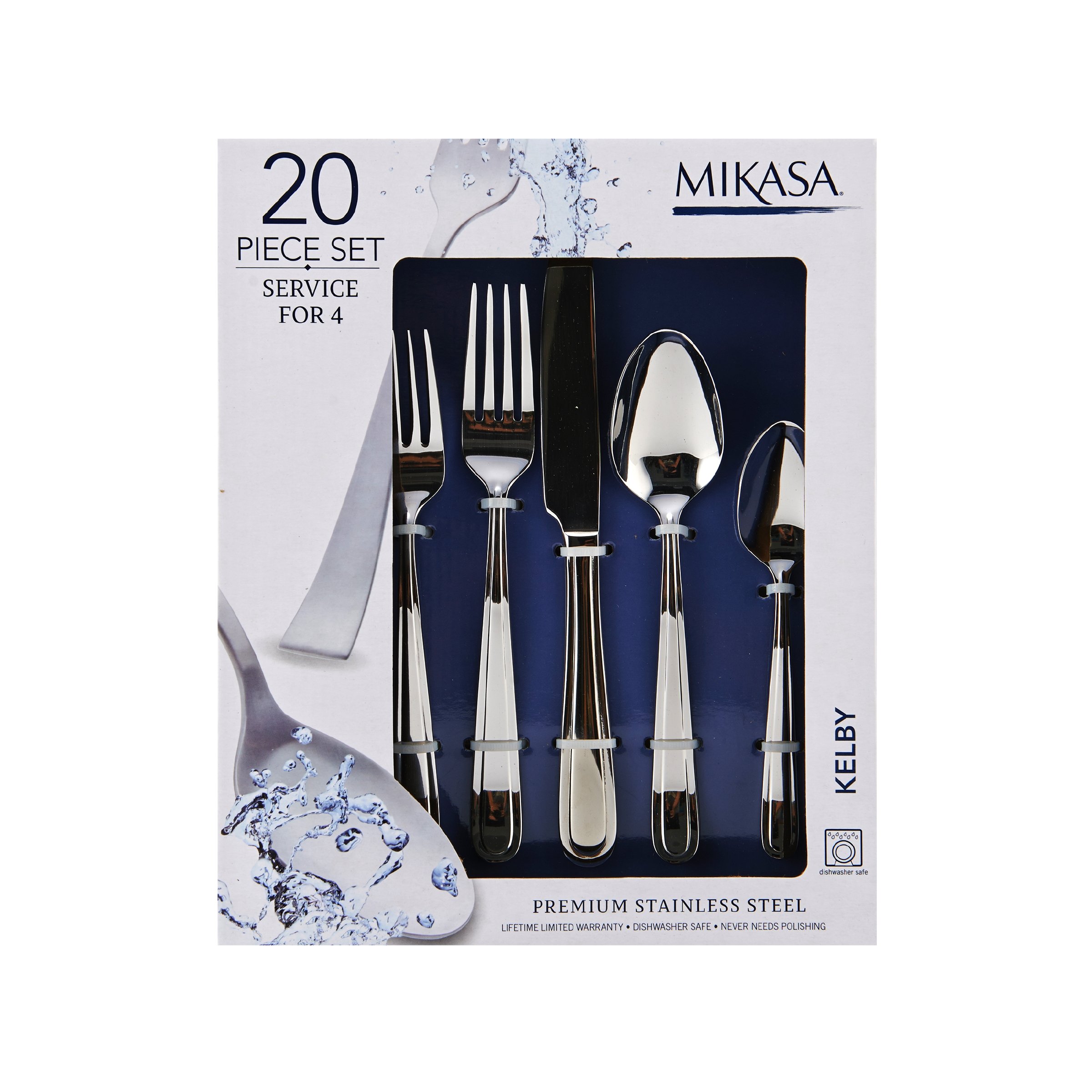 Mikasa Kelby Stainless Steel Flatware, 20-Piece Set, Service for 4
