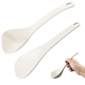 doerdo 2pcs rice paddle spoon soup spoon heat resistant rice scooper kitchen utensil for mixing, serving, cooking, white
