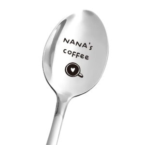nana gifts from grandkids granddaughter grandson - nana's coffee spoon - funny coffee spoon engraved - coffee lover gift for women - perfect mother's day/birthday/thanksgiving/christmas gifts