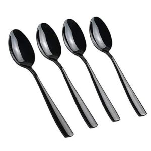 teyyvn 16-pack black stainless steel dinner spoon, 8.03 inches, mirror polished