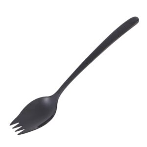 doitool 304 stainless steel sporks salad spork spoon heavy duty spoon fork for fruit dessert salad noodle kitchen dinnerware (black)