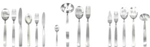 mepra 104028113p mediterranea ice 113-piece durable 18/10 stainless steel american and european style flatware cutlery set for fine dining, dishwasher safe, service for 12