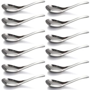 stainless steel soup spoons dinner spoons set of 12 chinese soup spoon silver bouillon spoon mirror polished