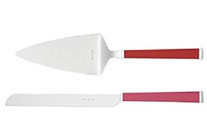 lenox kate spade new york juno drive piece of cake knife and server 2-piece dessert serving set, pink red new in box