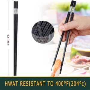 HuaLan Fiberglass Chopsticks Set, Dishwasher Safe Chopsticks, Non-slip Design Chop Sticks, Reusable Japanese Style Chopstick, 9 1/2 Inches 5 Pairs, Silver, Gift Set
