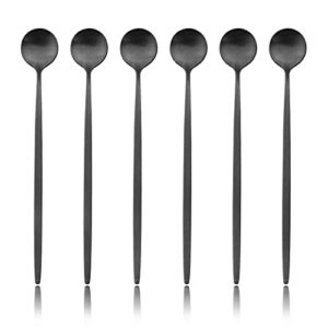 jankng 6-pieces 7.87-inch iced tea spoons with long handles, 18/0 stainless steel ice cream coffee dessert spoon or stirring spoon multipurpose tea spoon set for sundae, cocktails