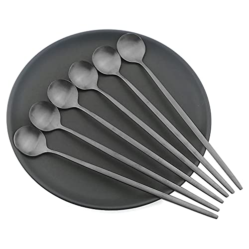 JANKNG 6-Pieces 7.87-inch Iced Tea Spoons With Long Handles, 18/0 Stainless Steel Ice Cream Coffee Dessert Spoon or Stirring Spoon Multipurpose Tea Spoon Set For Sundae, Cocktails