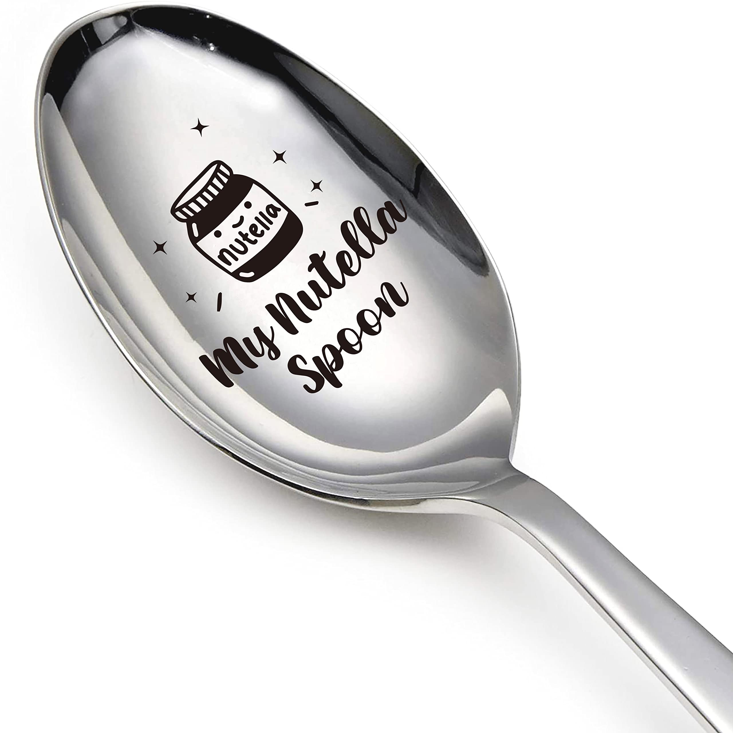 My Nutella Spoon Funny Stainless Steel Engraved Spoon, Long Handle Coffee Tea Spoon Dessert Ice Cream Spoon, for Nutella Lover Teens Women Men Besties Best Friends Spoon Gifts