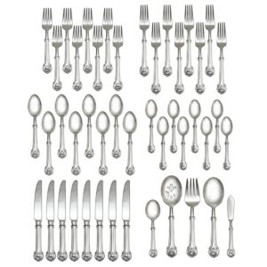 wallace napoleon bee 18/10 stainless steel 45pc flatware set (service for eight)