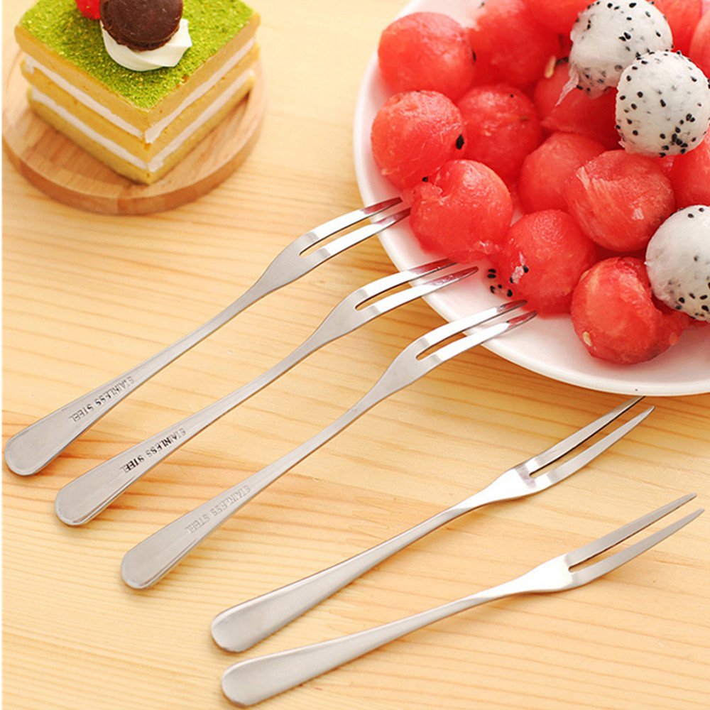 Hosybal Crab Stainless Steel Forks,Escargot Forks 2 Prong Tasting Appetizer Forks Portable Cocktail Salad Fruit Forks Small Appetizer Demitasse Spoons Salad Dessert Coffee Cocktail Espresso Flatware