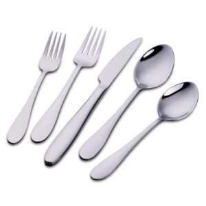 kitiok flatware set for 4, silverware set, 20-piece 18/0 stainless steel utensils set service for 4, tableware cutlery set, mirror polished, dishwasher safe, (silver)