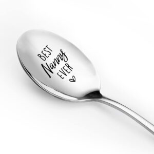 nana gifts from granddaughter grandson - best nanny ever spoon funny engraved stainless steel grandma gift for mother's day/birthday/christmas