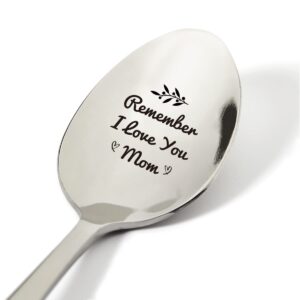 mom gift ideas, remember i love you mom spoon engraved stainless steel present, novelty mom spoon gifts for birthday mother's day xmas, 7.5"