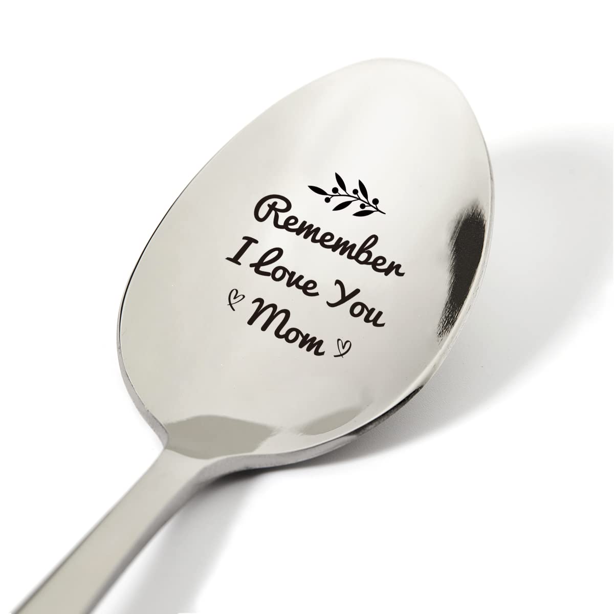 Mom Gift Ideas, Remember I Love You Mom Spoon Engraved Stainless Steel Present, Novelty Mom Spoon Gifts for Birthday Mother's Day Xmas, 7.5"