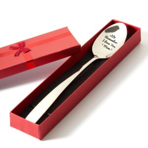 Mom Gift Ideas, Remember I Love You Mom Spoon Engraved Stainless Steel Present, Novelty Mom Spoon Gifts for Birthday Mother's Day Xmas, 7.5"