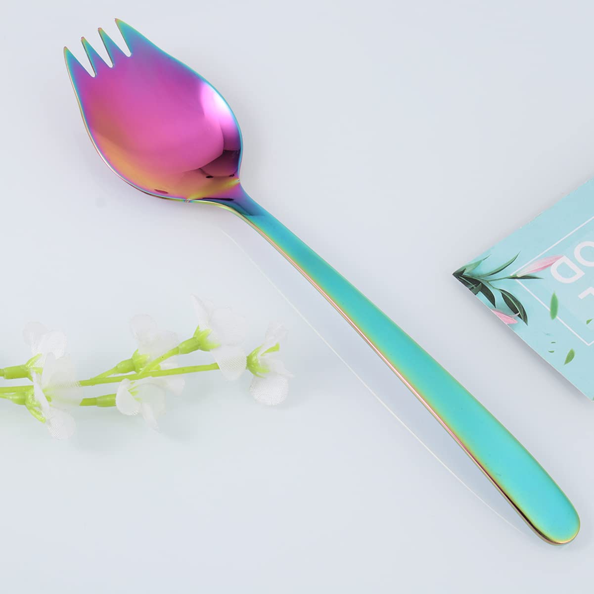 DOITOOL 304 Stainless Steel Spoon Sporks Stainless Steel Snacks Forks Metal Sporks Tasting Forks Bento Forks Soup Spoons Stainless Steel Appetizer Serving Spoons Heavy Salad Tablespoon