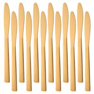 7.9-inch dinner knives pack of 12 for restaurant home catering, buy&use gold stainless steel cutlery set