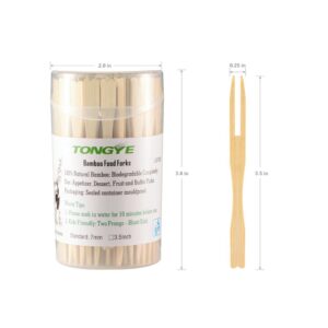 Tongye Banboo Forks 3.5 inch 110 Pcs & Bamboo Toothpicks 3.5 inch 340 Pcs