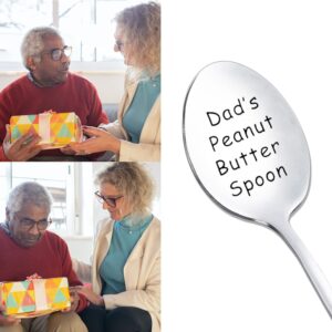 Dad Gifts for Birthday Christmas from Daughter Son Dad’s Peanut Butter Spoon for Father Peanut Butter Lover Gift for Daddy Engraved Stainless Steel Dad Spoons