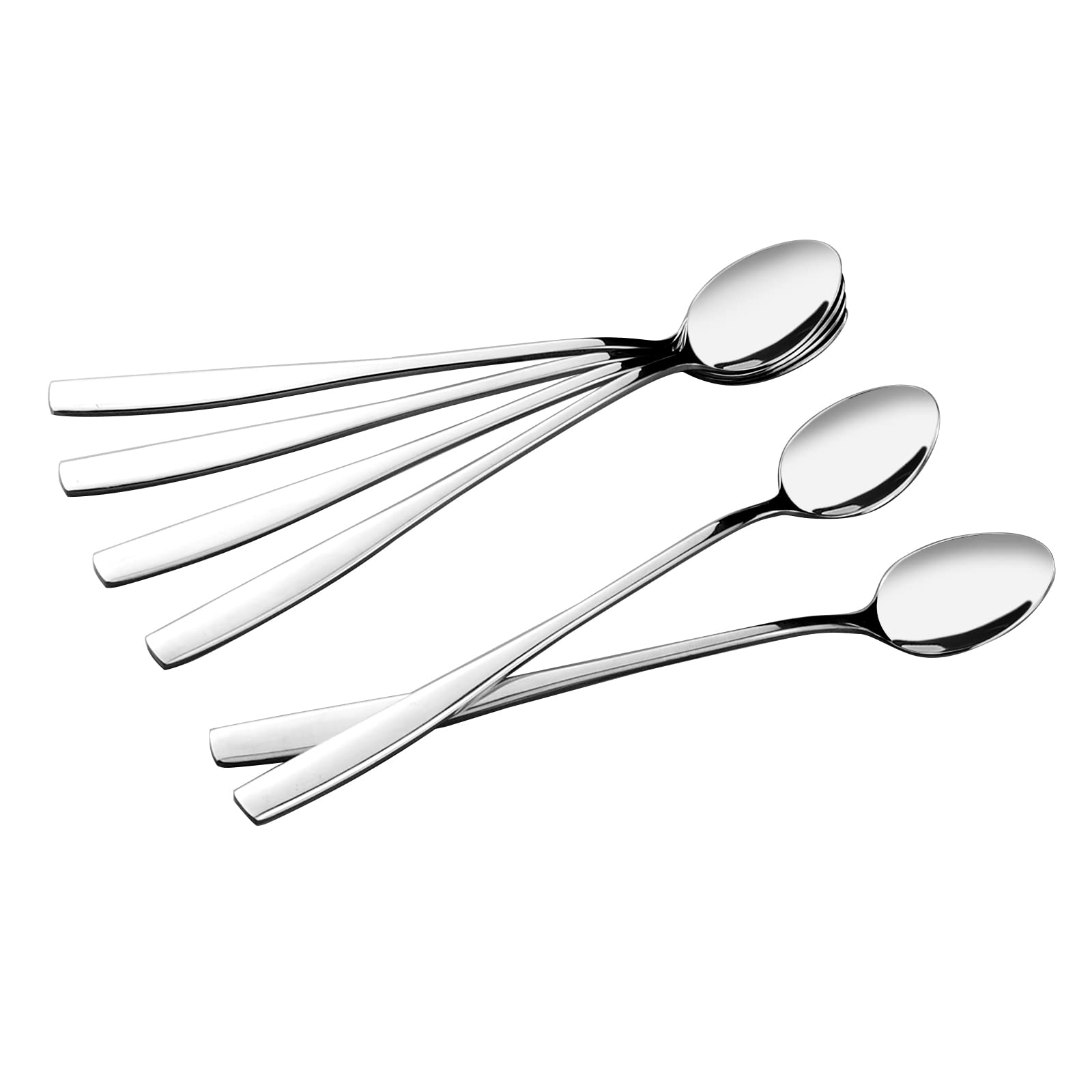 Eagrye Stainless Steel Long Handle Iced Cream Tea Spoon, Set of 12