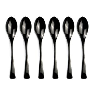 jankng 8 inches 18/10 stainless steel dessert spoon, mirror finished black, set of 6