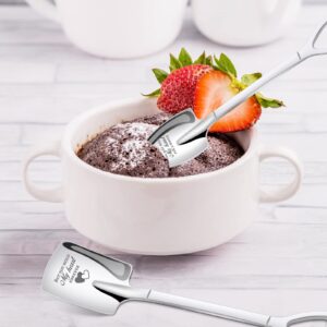 Engagement Gifts for Couples,Wedding Gifts for Bride and Groom, Cool Bridal Shower Gift Engraved Ice Cream Spoon，2 Pcs Personalized Coffee Spoon Stainless Steel Couple Gifts