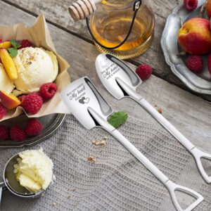 Engagement Gifts for Couples,Wedding Gifts for Bride and Groom, Cool Bridal Shower Gift Engraved Ice Cream Spoon，2 Pcs Personalized Coffee Spoon Stainless Steel Couple Gifts