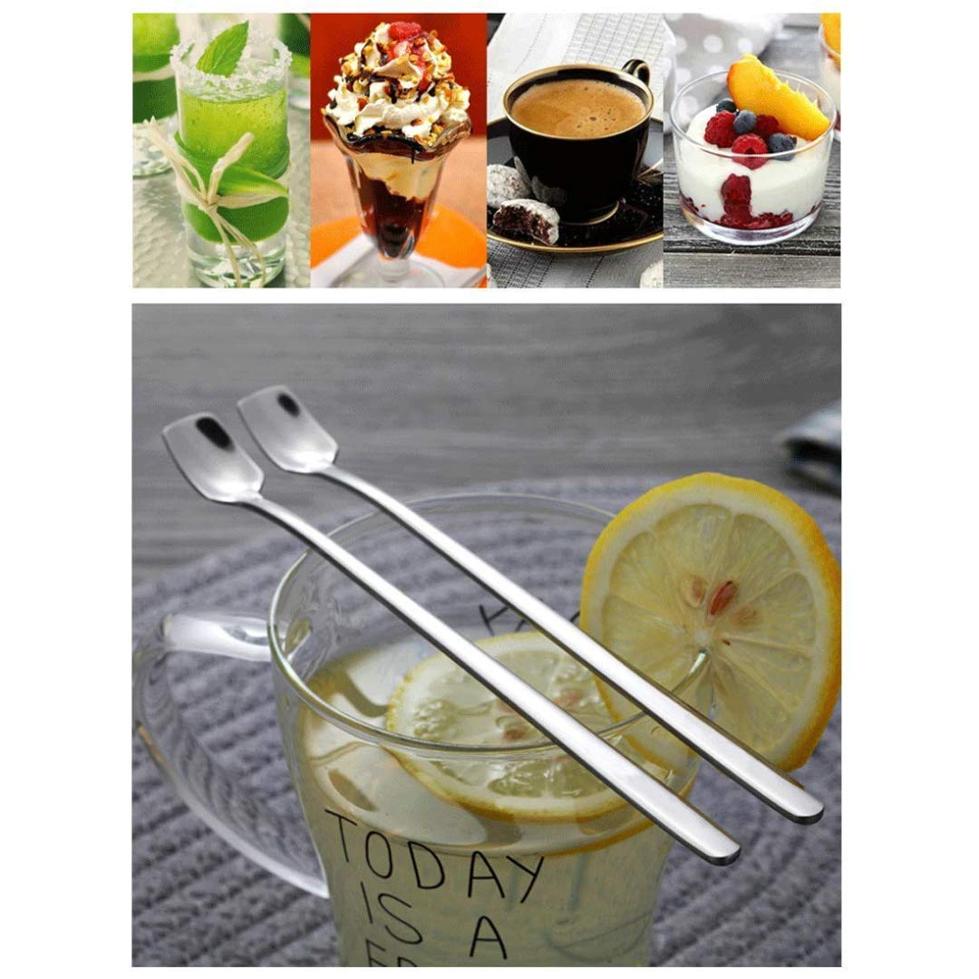 COMIART Long Handle Mixing Stirring Ice Tea Spoons, 6.7 Inch Stainless Steel Square Head Coffee Teaspoons Cocktail Spoon, Ideal for Household Use Party or Bar, Pack of 4