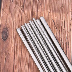 5 Pairs Silver Stainless Steel Chopsticks Reusable Lightweight Metal Chopsticks Dishwasher Safe