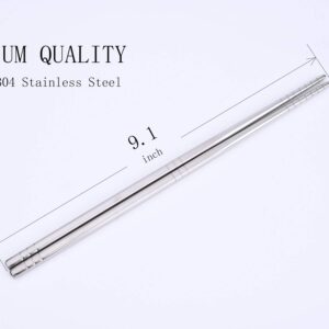 5 Pairs Silver Stainless Steel Chopsticks Reusable Lightweight Metal Chopsticks Dishwasher Safe