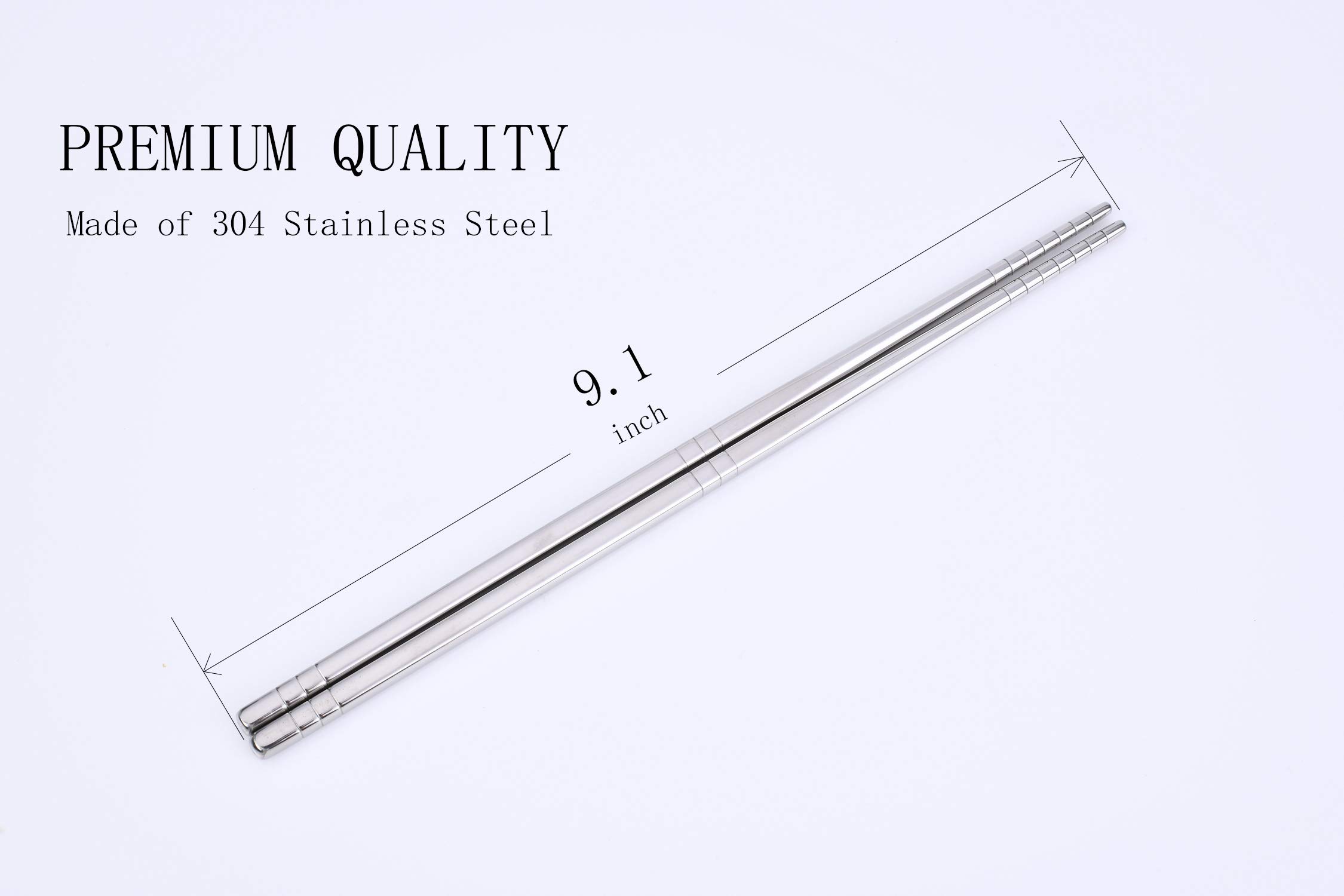 5 Pairs Silver Stainless Steel Chopsticks Reusable Lightweight Metal Chopsticks Dishwasher Safe