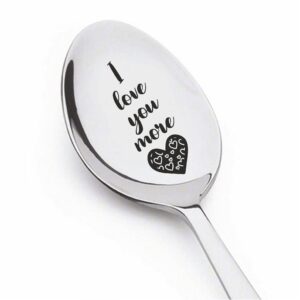 weefair i love you more valentines day gift from boyfriend | for mothers / thanksgiving christmas romantic husband wife birthday anniversary couple spoon gift, silver, 7 inches (wfr_ilu_more22)