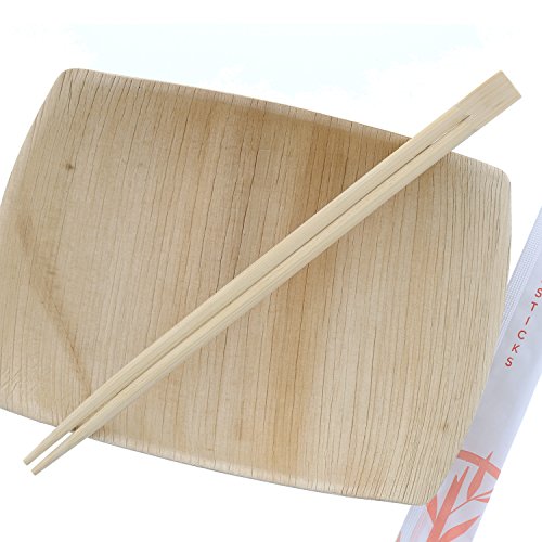 Royal Premium Disposable Bamboo Chopsticks in Sleeves, 9 Inch, Connected at the Top, UV Treated, Bag of 100