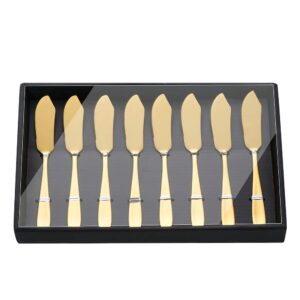 buyer star butter knives, 18/10 stainless steel 6.10 inch gold cheese spreader knives set in black gift box, dishwasher safe, set of 8