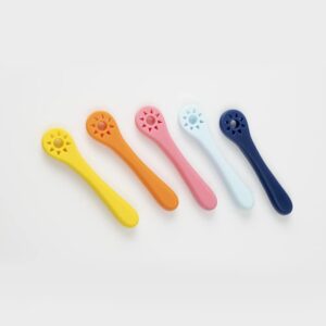 Binki and Baby Spoon Set | First Stage Baby Led Weaning BPA Free Silicone Pre-Spoon Set (5 Pack) | Self Feeding Teething Friendly Toddler Utensils