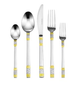 venezia collection "milano" 20-pc. gold flatware set service for 4, 18/10 stainless steel silverware cutlery, 24k gold trim