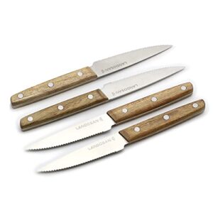 landosan steak knives set of 4 stainless steel serrated steak knives natural wood handle knife set