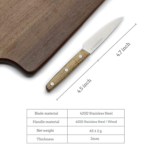 LANDOSAN Steak Knives Set of 4 Stainless Steel serrated steak knives Natural wood handle Knife Set