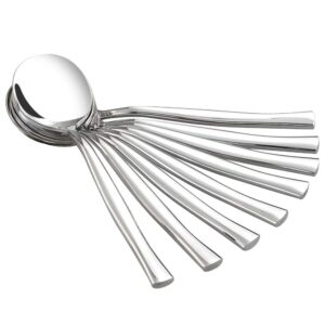 Idotry Round Soup Spoon, Stainless Steel Bouillon Spoon, Set of 12