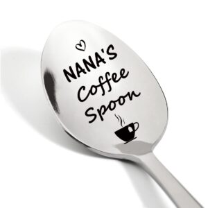 nana's coffee engraved spoon, nana coffee lover gifts spoon stainless steel gift for mother's day birthday christmas from grandson granddaughter