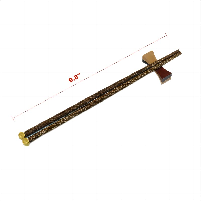 5 Pairs Hardwood Chopsticks Chinese Style Reusable Hand-Carved Chopsticks Natural Wood Chop Sticks with Gift Box