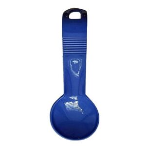 Handy Housewares 11" Durable Plastic Spoon Rest Kitchen Utensil Holder - Keeps Your Counters Clean (Blue)