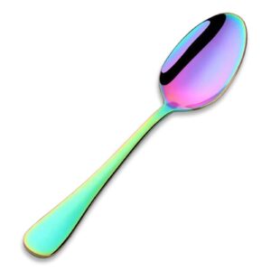 mingyu 12-piece rainbow teaspoons silverware set - 6.37-in heavy duty exquisite stainless steel small spoons tea spoons coffee spoon tablespoon cutlery & dishwasher safe