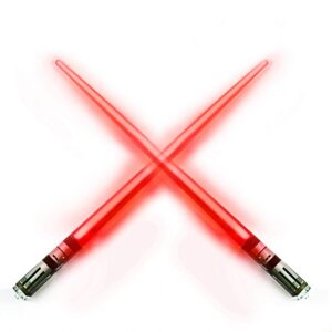 lightsaber chopsticks light up star wars led glowing light saber chop sticks reusable sushi lightup sabers -removable handle dishwasher safe -premium gift box and carry pouch included - red - 1 pair