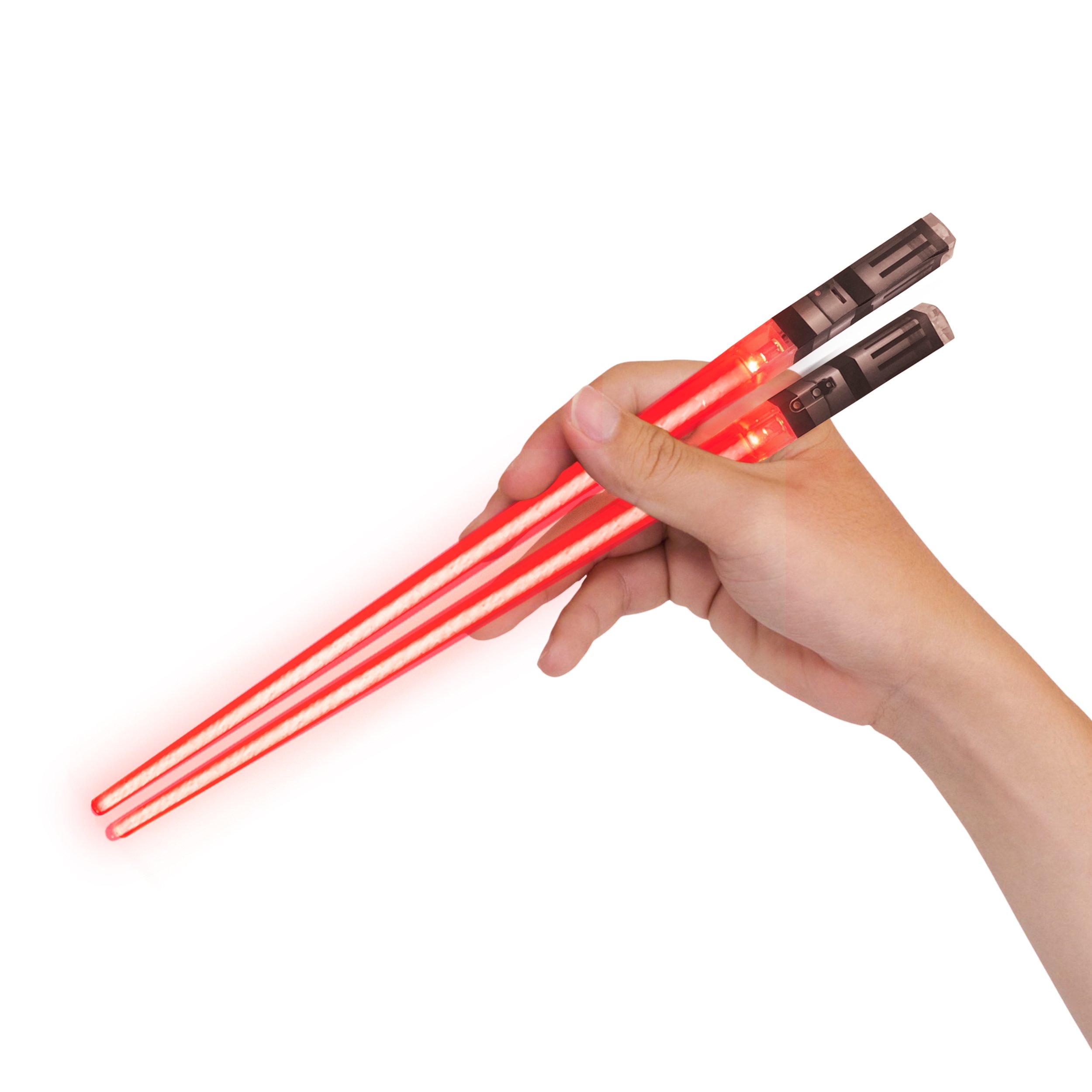 LIGHTSABER CHOPSTICKS LIGHT UP STAR WARS LED Glowing Light Saber Chop Sticks REUSABLE Sushi Lightup Sabers -Removable Handle Dishwasher Safe -Premium GIFT BOX and CARRY POUCH Included - Red - 1 Pair