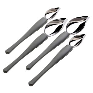 angoily 4pcs precision culinary drawing decorating spoons set, stainless steel diy chocolate spoon filter spoons, plating decorating pencil spoon for decorative plates, cake, dessert (2 sizes)